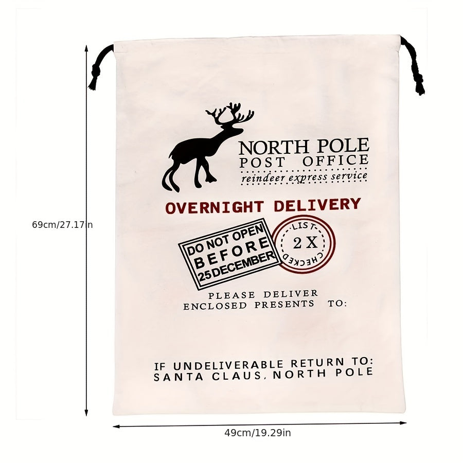 1/2/3pcs Large Personalized Santa Sack, Christmas Gift Bags, Big Santa Cotton Bags, Bulk Christmas Sacks For Presents With Drawstring Size, 19.3 X 27.2 Inch