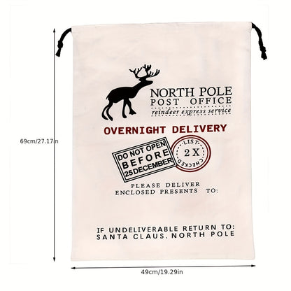 1/2/3pcs Large Personalized Santa Sack, Christmas Gift Bags, Big Santa Cotton Bags, Bulk Christmas Sacks For Presents With Drawstring Size, 19.3 X 27.2 Inch