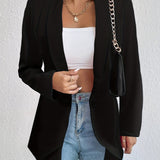 vlovelaw  Solid Single Breasted Blazer, Casual Long Sleeve Lapel Blazer For Office, Women's Clothing