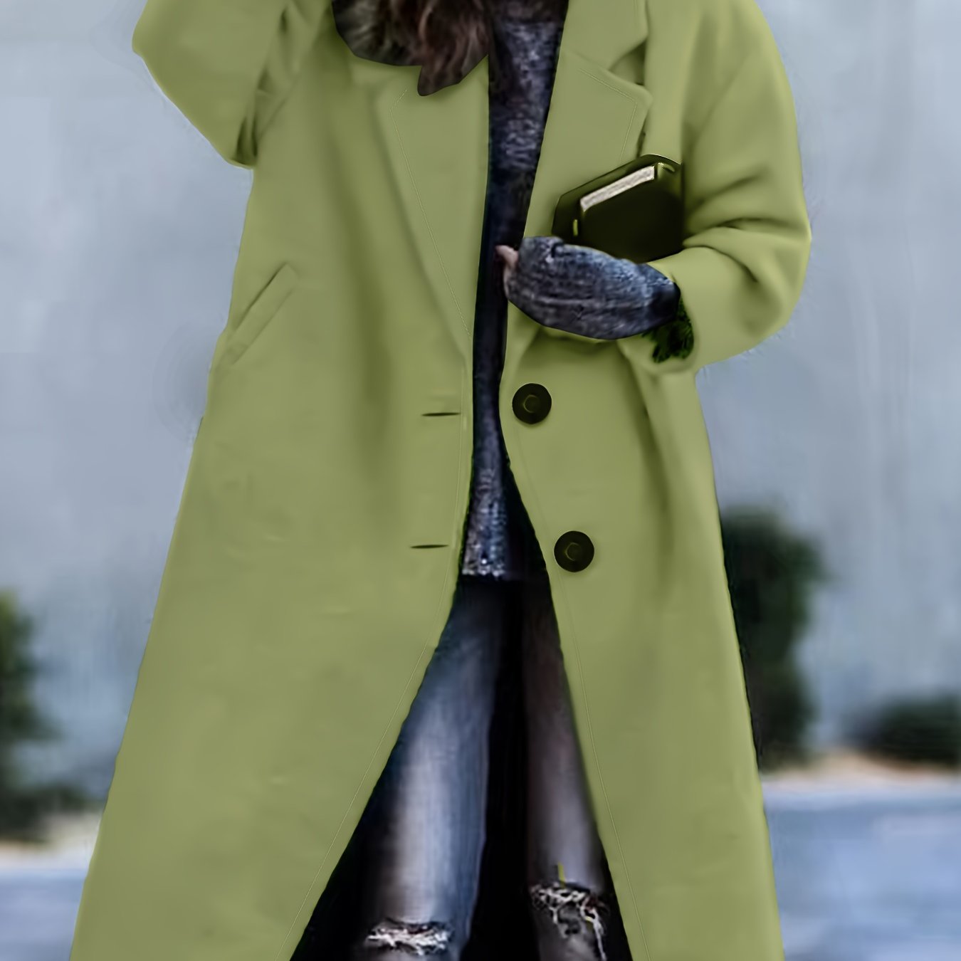 vlovelaw  Lapel Long Length Overcoat, Casual Open Front Versatile Outerwear, Women's Clothing