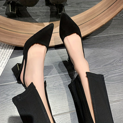 vlovelaw  Women's Chunky Heeled Sandals, Elegant Pointed Toe Slingback Mid Heels, Versatile Shoes For Banquet & Formal Occasions