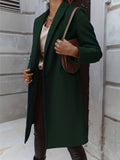 Solid Mid Length Coat, Elegant Open Front Long Sleeve One Button Outerwear, Women's Clothing