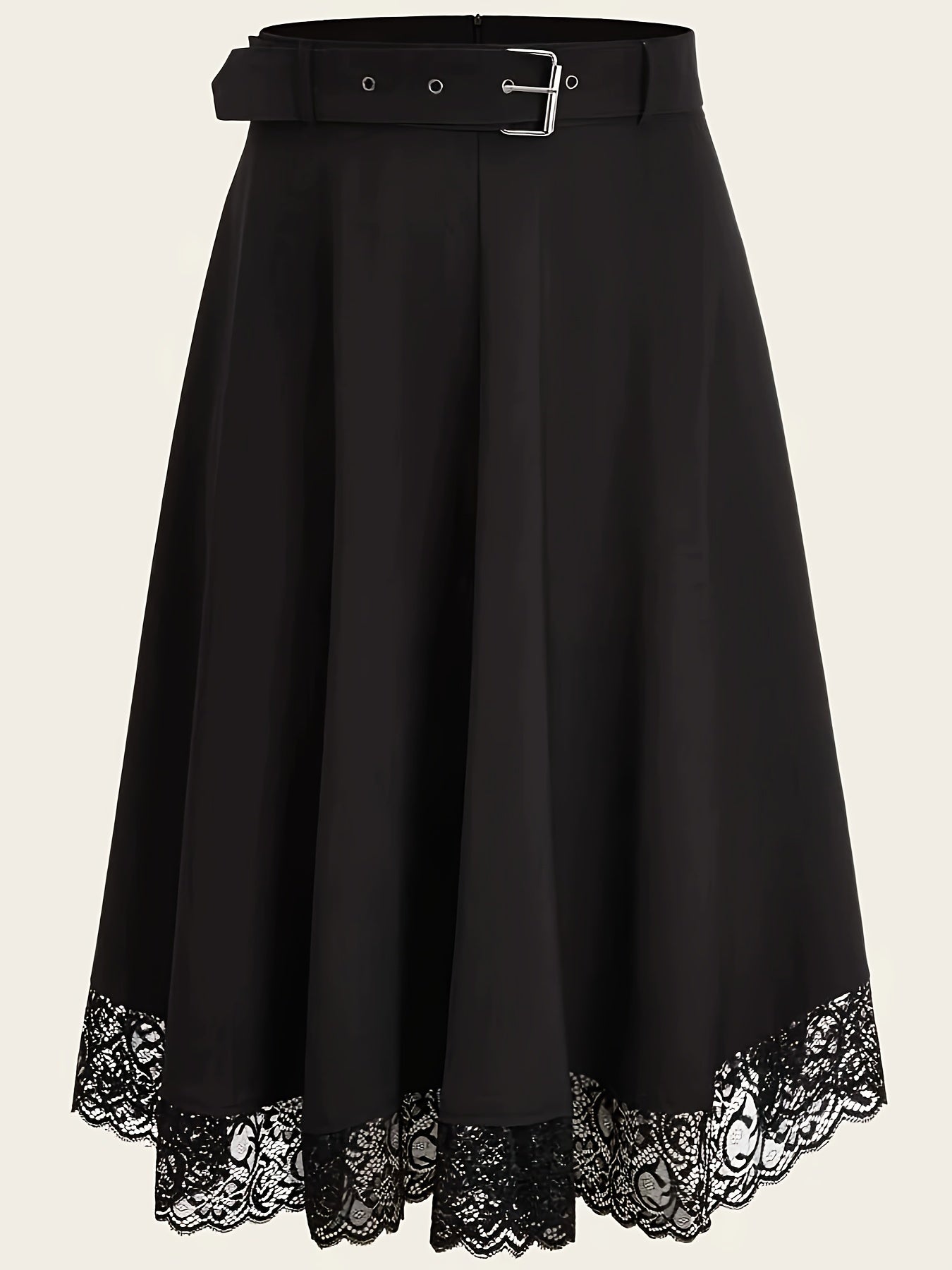 vlovelaw  Plus Size Contrast Lace Skirt, Casual Skirt For Spring & Summer, Women's Plus Size Clothing