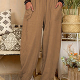 Pockets Baggy Harem Pants, Casual Loose Elastic Waist Pants, Women's Clothing
