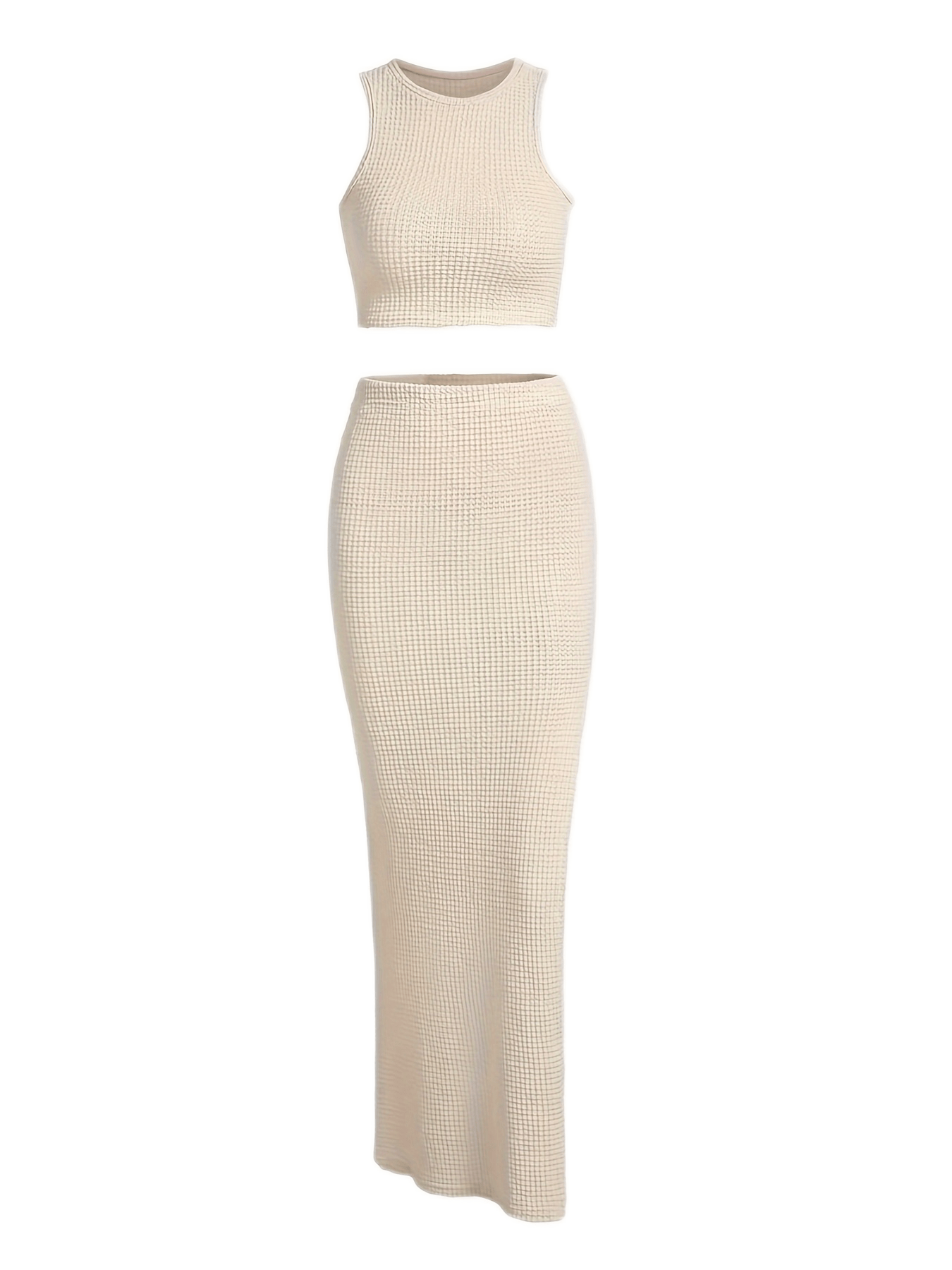 vlovelaw  Sexy Solid Slim Skirt Set, Crop Tank Top & Bodycon Skirt Outfits, Women's Clothing
