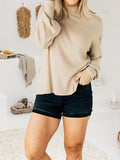 vlovelaw  Solid Ribbed Mock Neck T-Shirt, Casual Long Sleeve Top For Spring & Fall, Women's Clothing