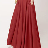 vlovelaw Pleated Long Skirt, Loose Casual Skirt For Spring & Summer, Women's Clothing