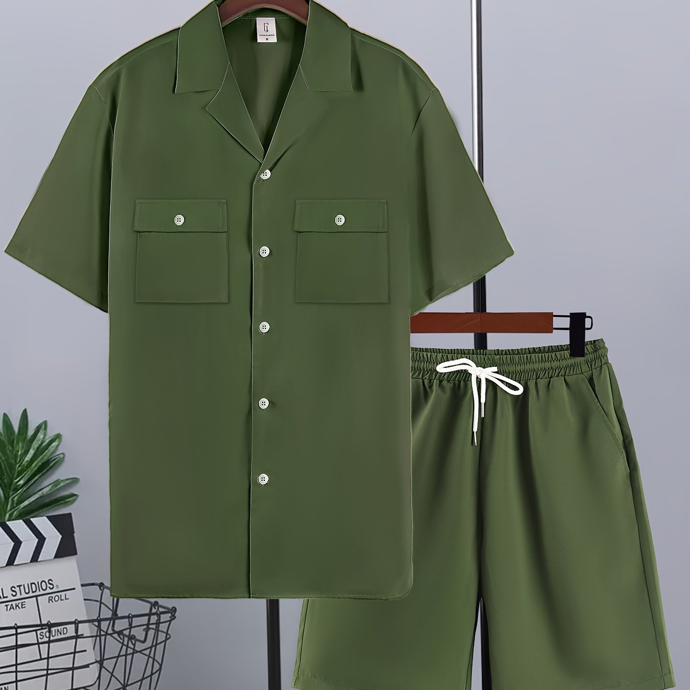 Mens Stylish Lapel Outfit Set - 2 Piece Short Sleeve & Shorts - Ultra-Comfortable Loose Lounge Wear for Effortless Casual Days
