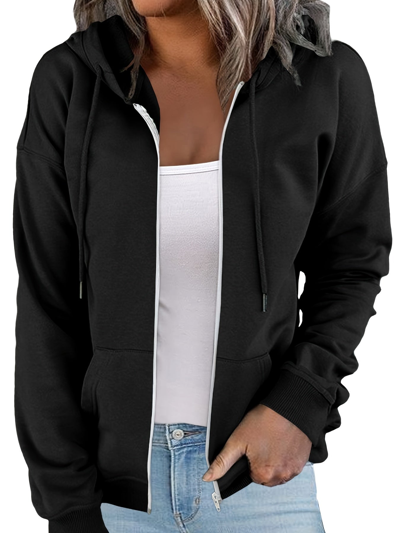 Women's Sweatshirt Casual Oversized Zip Up Long Sleeve Streetwear Hoodie