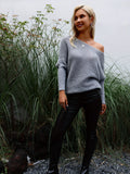 vlovelaw Solid Boat Neck Knit Sweater, Casual Long Sleeve Versatile Sweater, Women's Clothing