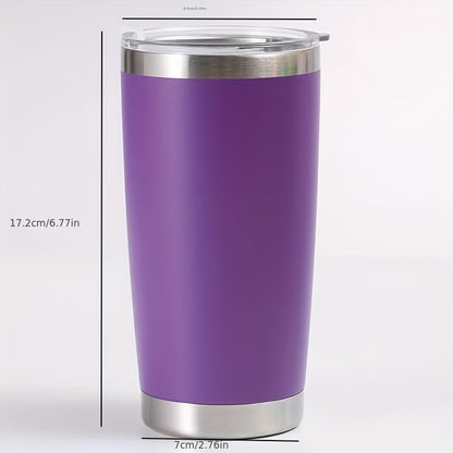 1pc Insulated Stainless Steel Vacuum Cup - 20oz Double-Layer Leakproof Flask with Lid for Hot and Cold Drinks - Perfect for Outdoor Enthusiasts, Commuters, and Students - Retains Temperature for Hours with Sweat-Free Design