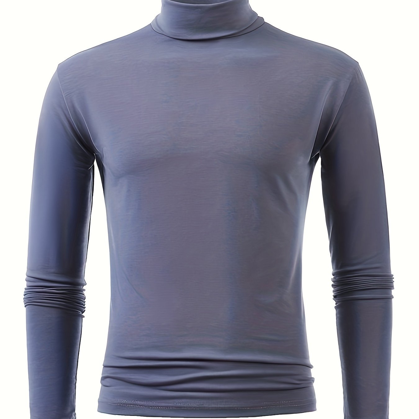 vlovelaw  Men's Stylish Solid Tee, Casual Breathable Long Sleeve Turtle Neck Top For City Walk Street Hanging Outdoor Activities