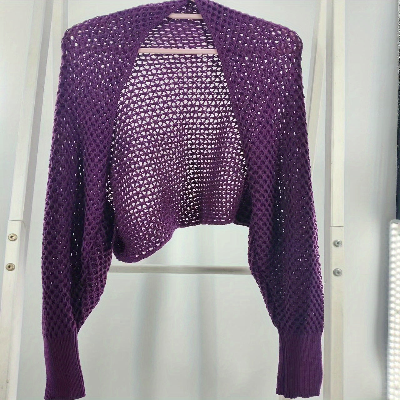 vlovelaw  Elegant Honeycomb Hollow Shawl Stylish Knitted Breathable Warm Wrap Thin Breathable Loose Long Sleeves Cape Decorative Cardigan For Women