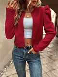 Solid Zip Up Jacket, Elegant Ruched Long Sleeve Outwear For Spring & Fall, Women's Clothing