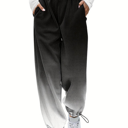 vlovelaw  Ombre Slant Pocket Jogger, Casual Elastic Waist Pants For Fall & Winter, Women's Clothing