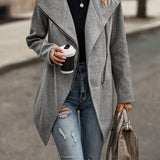 vlovelaw  Slanted Zipper Fall & Winter Jacket, Casual Solid Long Sleeve Outerwear, Women's Clothing