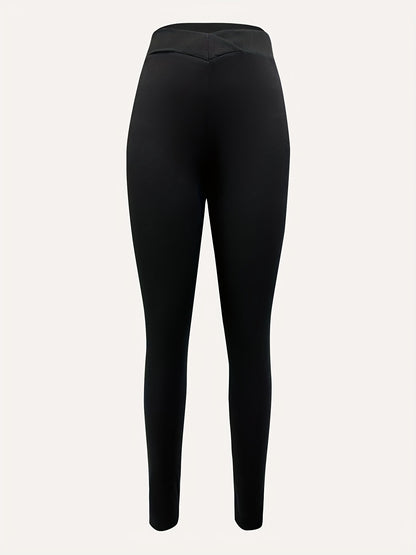 Solid Simple Leggings, Casual Slim Long Length Versatile Leggings, Women's Clothing