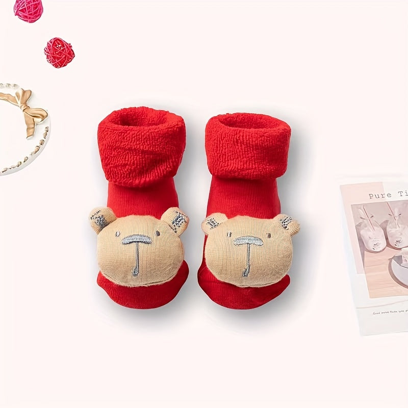 1 Pair Of Baby Autumn And Winter Floor Socks, Newborn Plush Socks, Christmas Socks, Baby Anti-slip Floor Socks, Male And Female Baby Warm Floor Socks, New Cartoon Socks