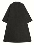 vlovelaw  Lapel Long Length Overcoat, Casual Open Front Versatile Outerwear, Women's Clothing