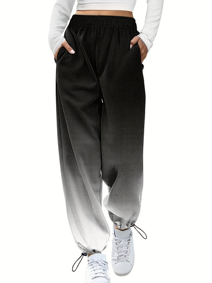 vlovelaw  Ombre Slant Pocket Jogger, Casual Elastic Waist Pants For Fall & Winter, Women's Clothing