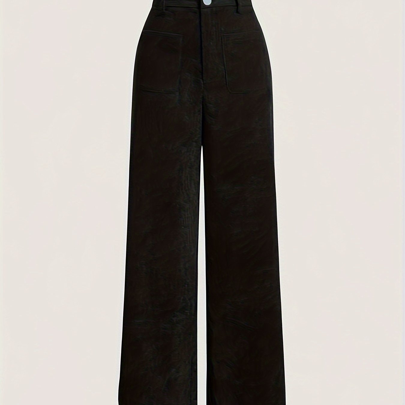 vlovelaw  Solid Corduroy Straight Leg Pants, Vintage Patched Pocket Loose Pants, Women's Clothing