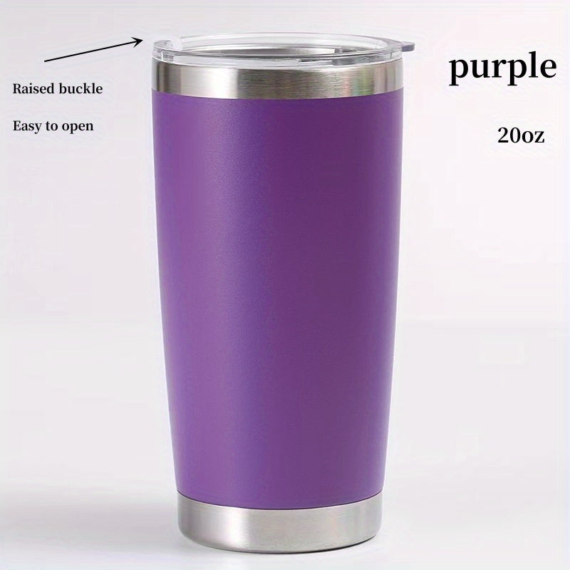 1pc Insulated Stainless Steel Vacuum Cup - 20oz Double-Layer Leakproof Flask with Lid for Hot and Cold Drinks - Perfect for Outdoor Enthusiasts, Commuters, and Students - Retains Temperature for Hours with Sweat-Free Design