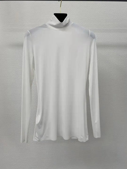 Woman Blouses Shirts Designer Hoodie Womens Top Yoga Shirt High Necks Long Sleeves Female Slim Style With Budge Neck Tees Tops S-3XL