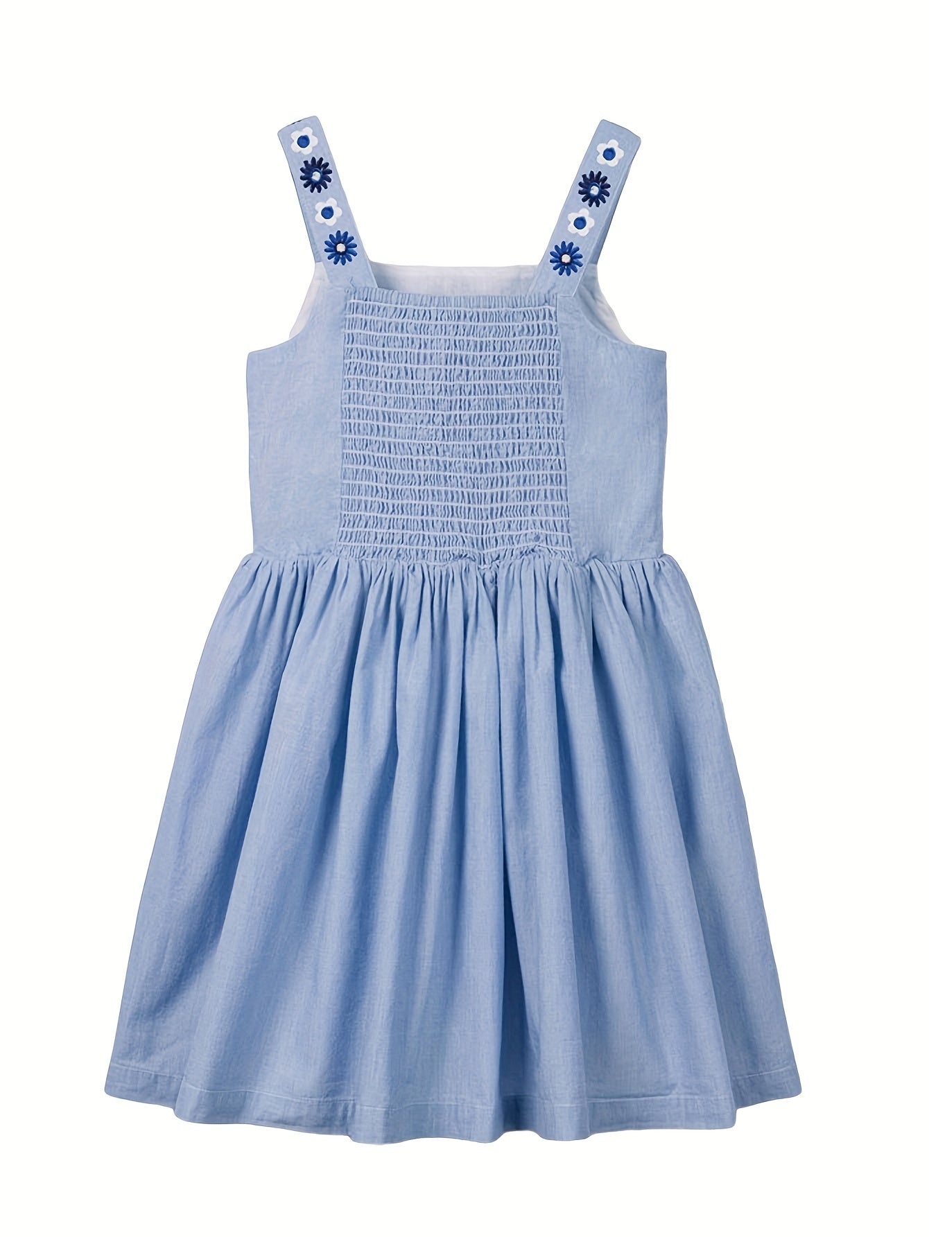 Adorable Girls Floral Embroidered Sundress - Soft Cotton for Summer Holidays, Perfect for Casual Outings and Vacation Fun