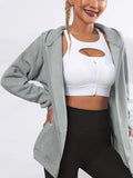Solid Zip Up Pocket Hoodie, Casual Long Sleeve Hoodies Sweatshirt, Women's Clothing