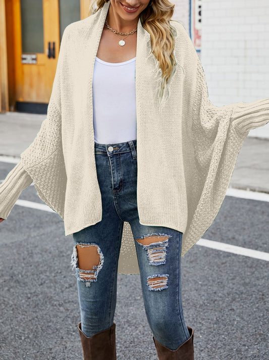 vlovelaw  Solid Open Front Cardigan, Elegant Batwing Sleeve Sweater, Women's Clothing