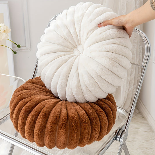 1pc 3D Pumpkin Solid Color Round Plush Throw Pillow Cushion For Office Chair Living Room Couch Bed Home Decor