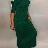 vlovelaw  Striped Print Maxi Dress, Casual Crew Neck Dress For Spring & Summer, Women's Clothing