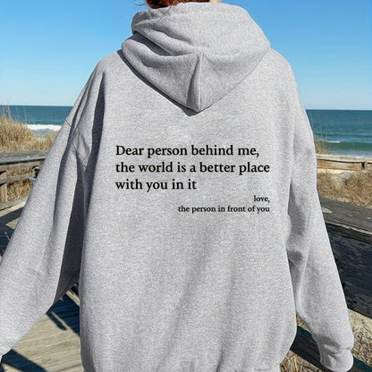 vlovelaw  Letter Graphic Casual Sports Hooded Sweatshirt, Drawstring Fashion Y2K Hoodie For Autumn And Winter, Women's Tops