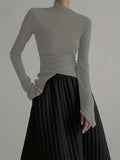 vlovelaw  Elegant Long Sleeve Basic  T-Shirts, Solid Casual  T-Shirts For Spring & Fall, Women's Clothing