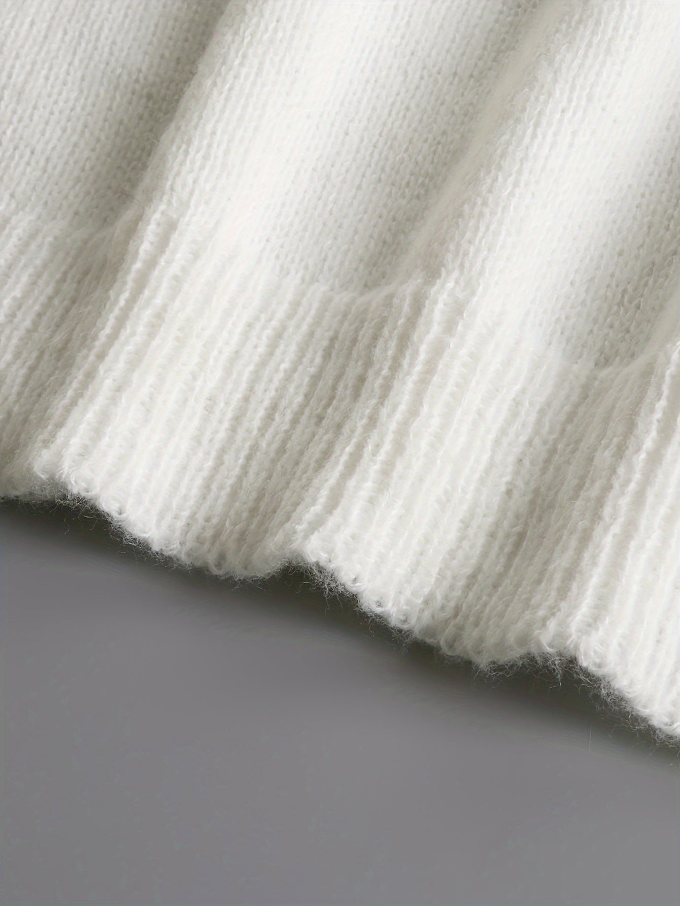 vlovelaw  Solid Button V Neck Pullover Sweater, Casual Lettuce Trim Long Sleeve Sweater, Women's Clothing
