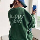 Letter Print Top-stitching Pullover Sweatshirt, Casual Long Sleeve Crew Neck Sweatshirt For Fall & Winter, Women's Clothing