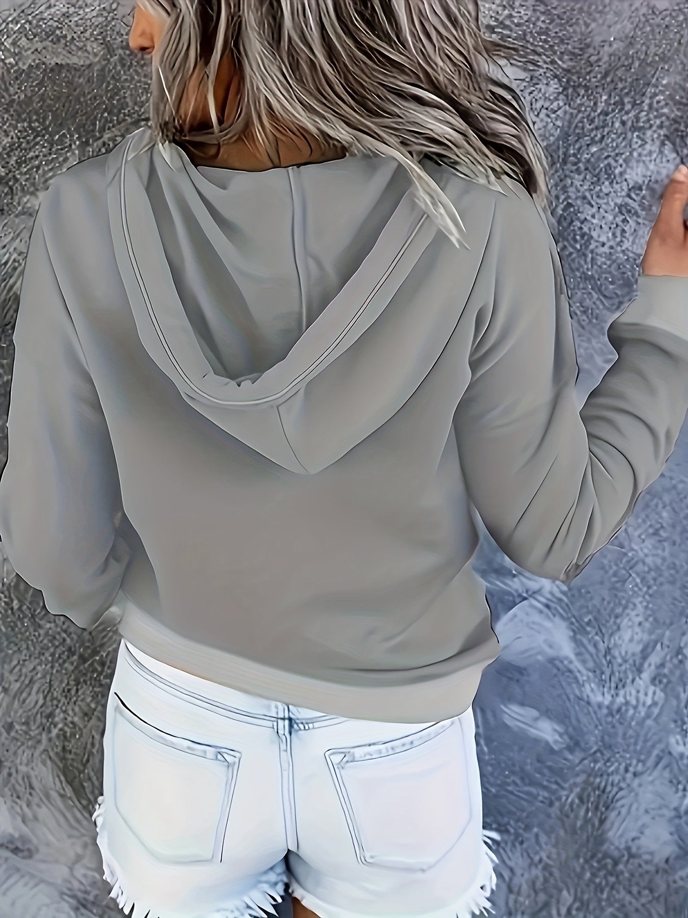 vlovelaw  Plus Size Casual Sweatshirt, Women's Plus Dog Heart Print Long Sleeve Hooded Drawstring Sweatshirt With Kangaroo Pocket