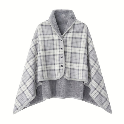 1pc Multifunctional Shawl Blanket With Double Layer Thick Plaid Pattern Polar Fleece Throw Blanket Autumn And Winter Office Wearable Blanket