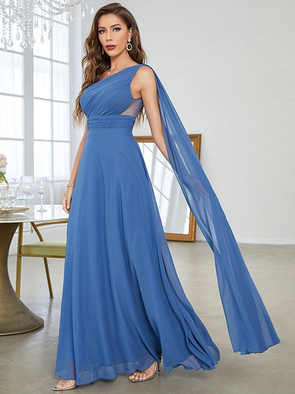 vlovelaw  Ruched One Shoulder Bridesmaid Dress, Elegant Dress For Wedding Party, Women's Clothing
