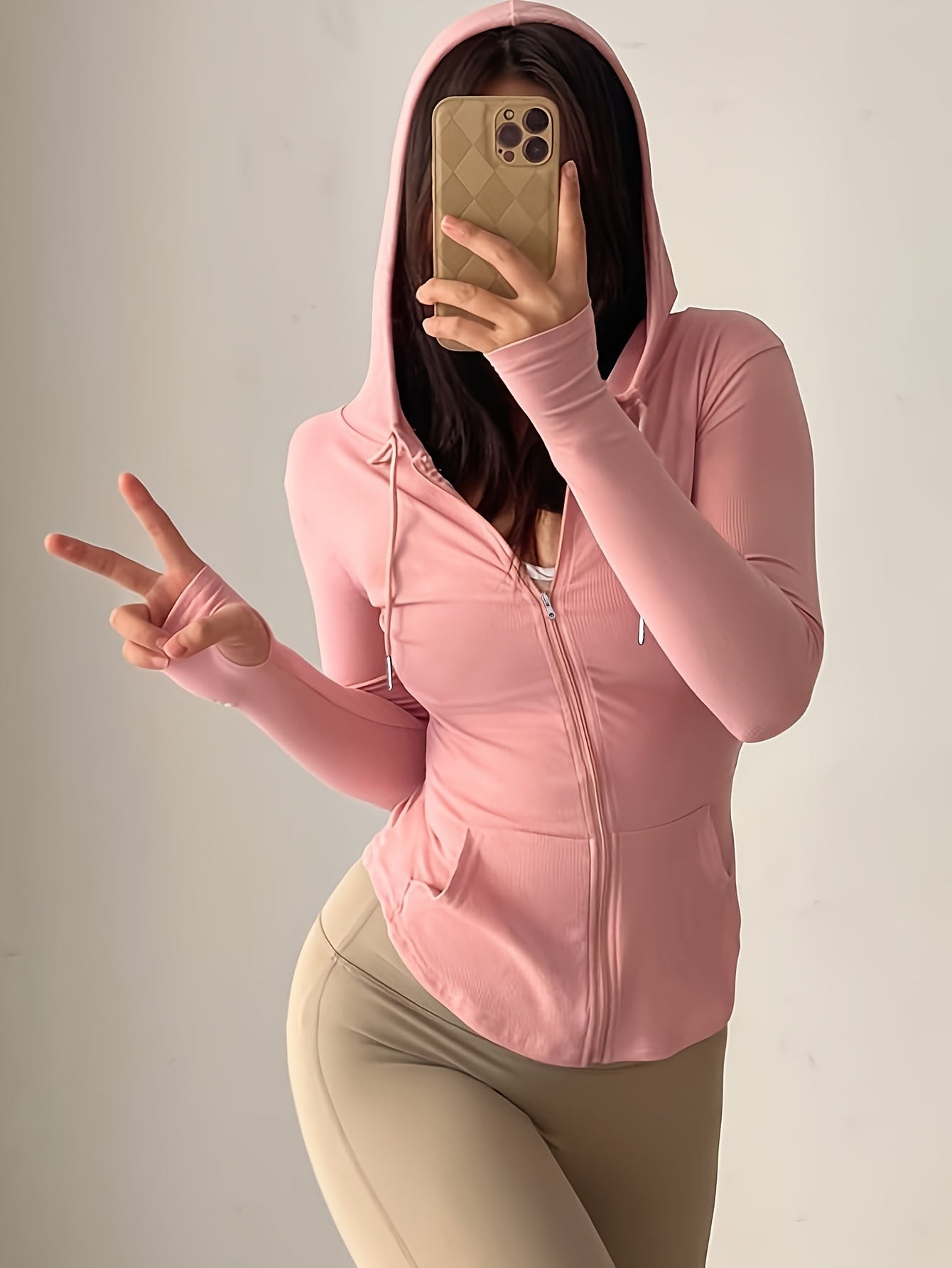 vlovelaw  Fitness Sweatshirt, Long Sleeve Zippered Sweatshirt For Sports And Workouts, Moisture Wicking Comfort Sweatshirts, Women's Clothing
