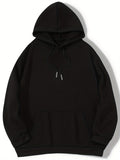 vlovelaw  Plus Size Casual Sweatshirt, Women's Plus Heart & Letter Print Long Sleeve Drawstring Hoodie