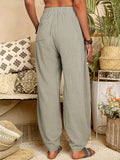 Pockets Baggy Harem Pants, Casual Loose Elastic Waist Pants, Women's Clothing