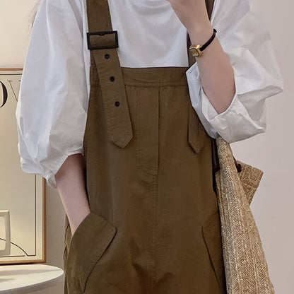 vlovelaw  Solid Color Crew Neck Blouse, Casual Three-quarter Sleeve Blouse For Spring & Summer, Women's Clothing