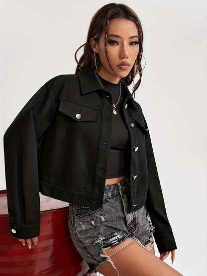 Halloween Skeleton Pattern Denim Coat, Long Sleeves Lapel Denim Jacket, Women's Denim Clothing
