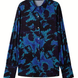 vlovelaw  Floral Print Lantern Sleeve Shirt, Vintage Button Front Shirt For Spring & Fall, Women's Clothing