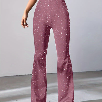 vlovelaw High Waist Flared Leg Pants, Casual Long Length Pants For Spring & Fall, Women's Clothing