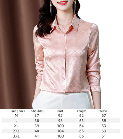 Ribbon Bow Women Silk Print Shirt Polka Dot Long Sleeve Button Up Blouses Office Ladies Casual Shirts Spring Autumn Designer Blouse Fine Elegant Tops Woman