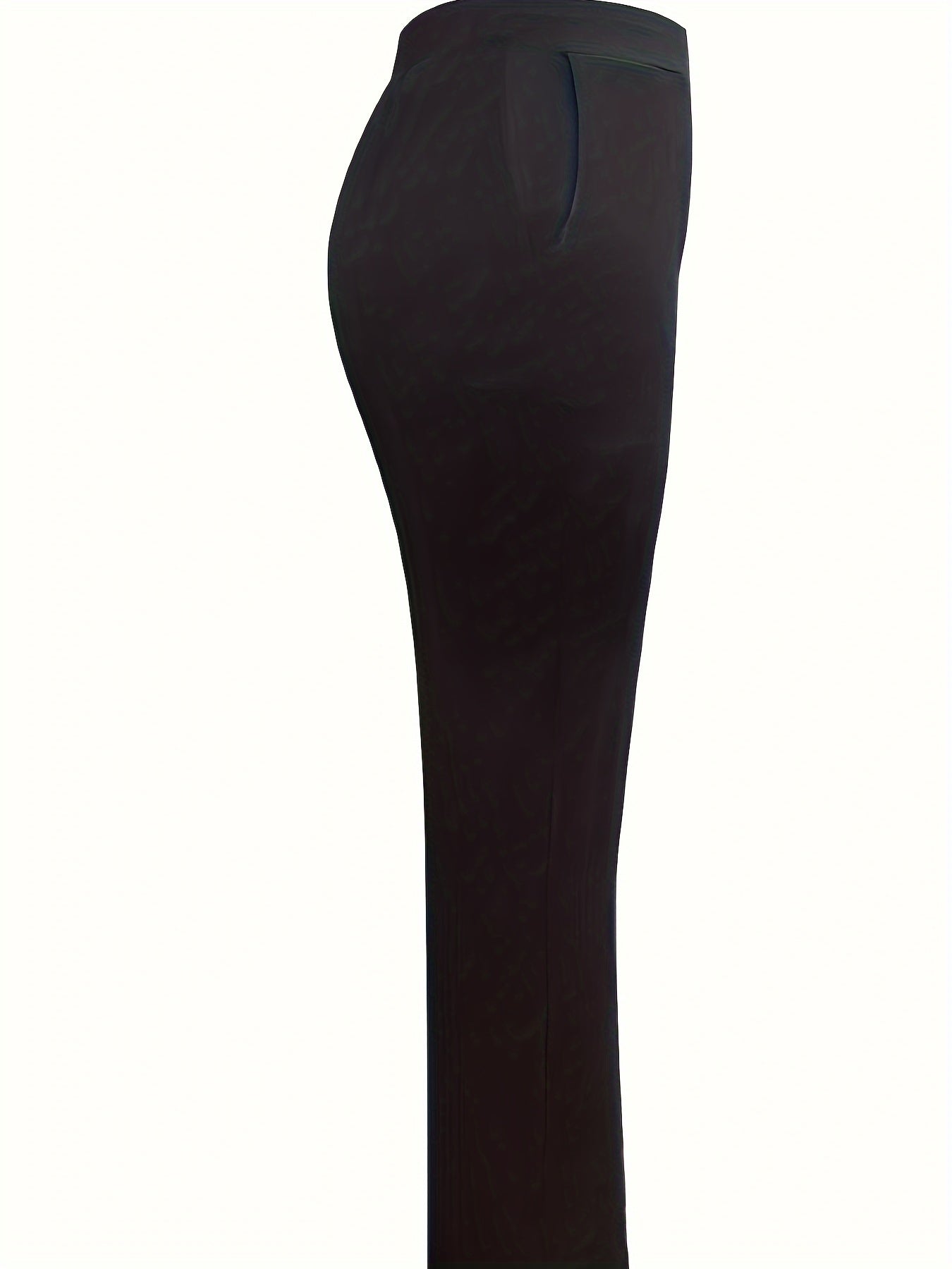 vlovelaw  Plus Size elegant Pants, Women's Plus Solid Elastic High Rise Slight Stretch Straight Leg Trousers With Pockets