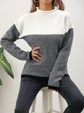 vlovelaw  Long Sleeve Elegant Loose Sweater, High Neck Casual Sweater For Winter & Fall, Women's Clothing