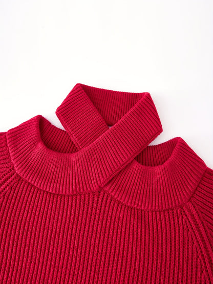 vlovelaw  Cut Out Solid Knit Sweater, Casual Criss Cross Long Sleeve Sweater, Women's Clothing